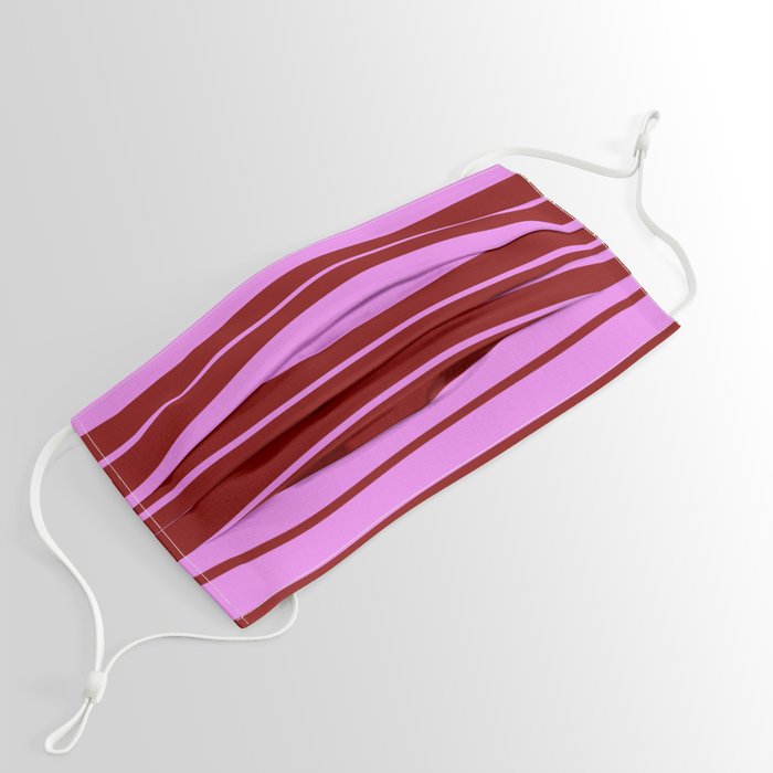 Violet & Maroon Colored Stripes/Lines Pattern Face Mask