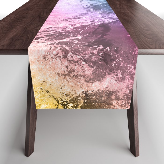 Ocean Waves Rainbow Gradient Texture Table Runner