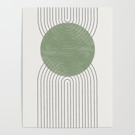 Mid century Green Moon Shape  Poster