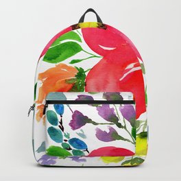 Bright Floral Backpack | Rainbow, Leaves, Vibrant, Bouquet, Giftwife, Watercolor, Pink, Rose, Bright, Floral 