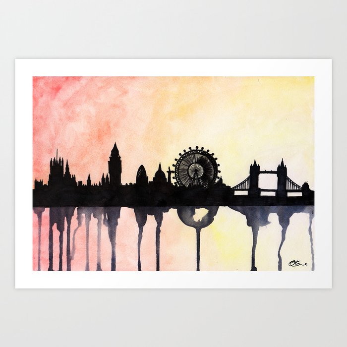 london watercolour skyline art print by paintthemoment society6