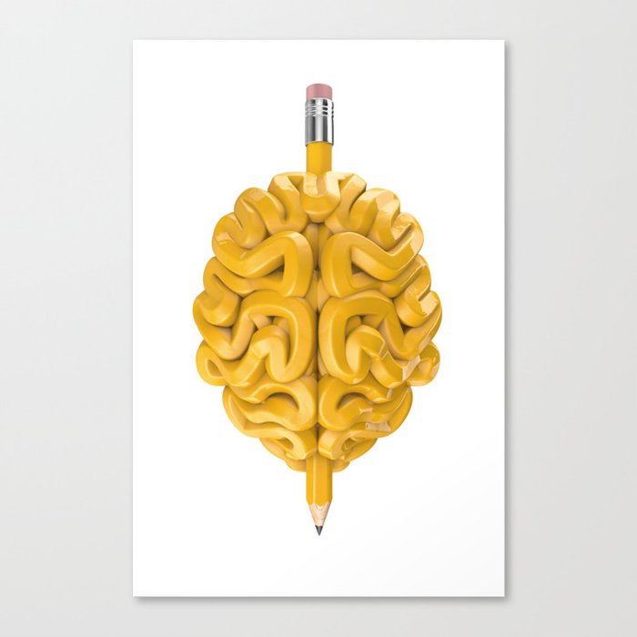 Pencil Brain Canvas Print