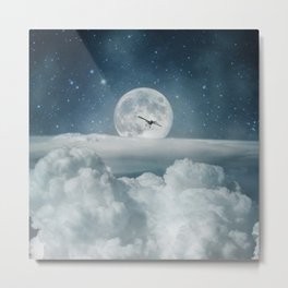 Fly Me to the Moon Metal Print | Universe, Sky, Curated, Loveflight, Vintage, Love, Vintageplane, Cosmos, Abovetheclouds, Stars 