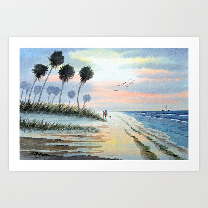 A Stroll Along Sunset Beach Florida Art Print