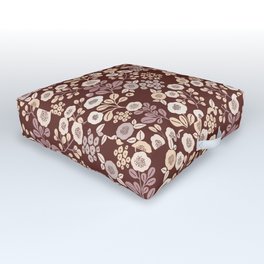 Earthy Autumn Flowers on Brown Outdoor Floor Cushion