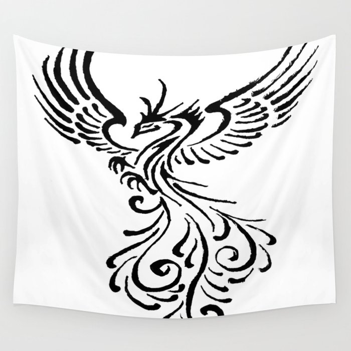 Wonderlijk Rebirth Of The Phoenix Tribal Tattoo Design Wall Tapestry by KS-35