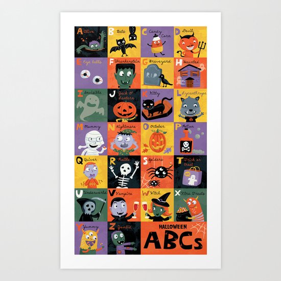 Halloween ABCs Art Print