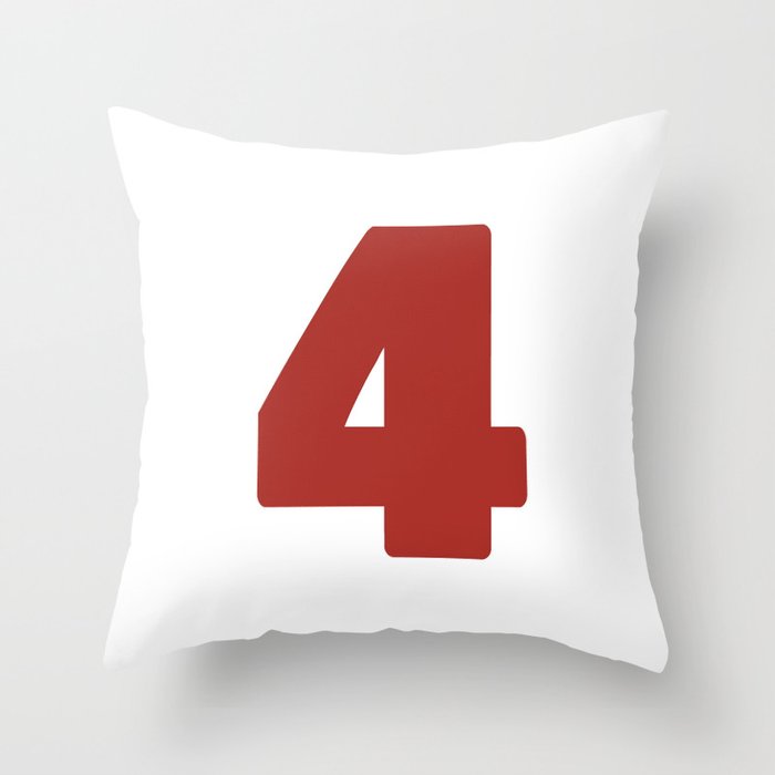 4 (Maroon & White Number) Throw Pillow