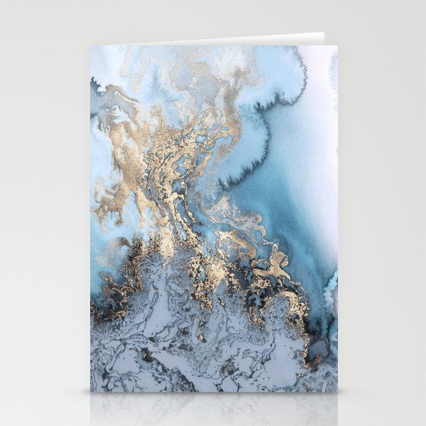 Gold and Blue Marble Stationery Cards