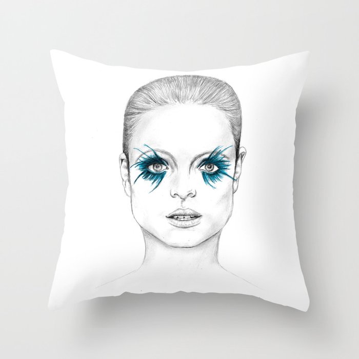 Blue Eyed Girl Throw Pillow