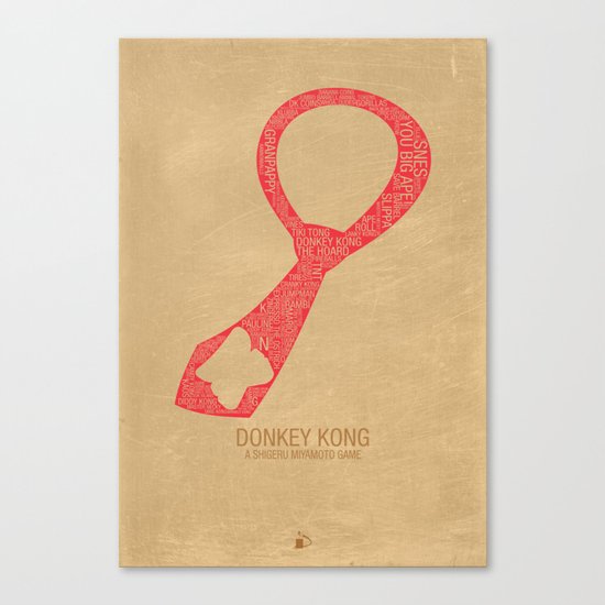 Donkey Kong Typography Canvas Print