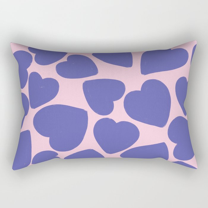 Very Peri Hearts Pattern on Blush Pink Rectangular Pillow