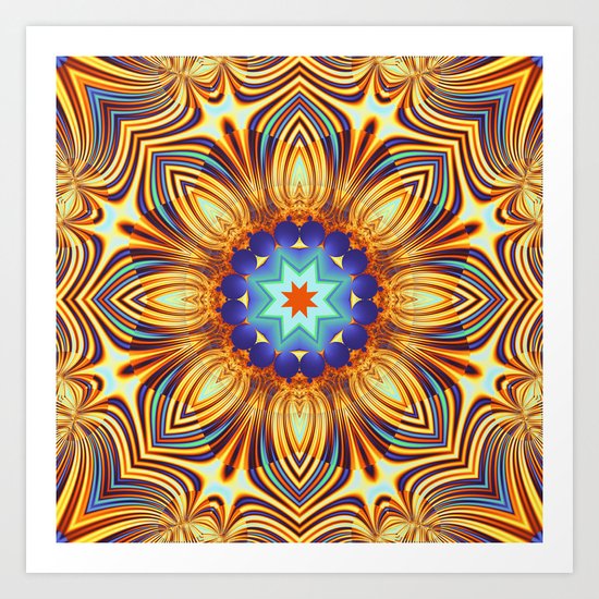 Kaleidoscope abstract with a flower shape and tribal patterns Art Print