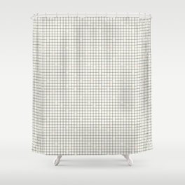 Minimalist Black and Off-White Grid with Color Accents Shower Curtain