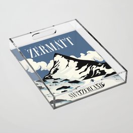 Zermatt Switzerland Ski print Acrylic Tray
