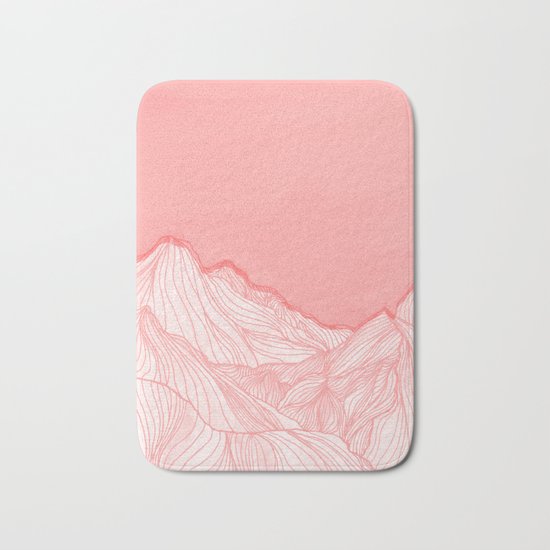 Lines in the mountains - pink Bath Mat