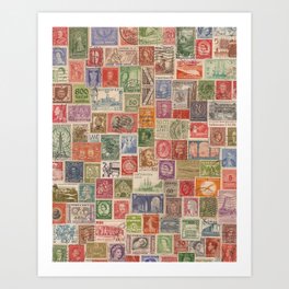Vintage World Stamps Art Print