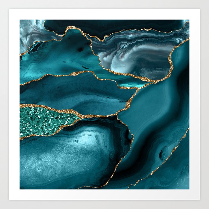 Agate Glitter Ocean Texture 10 Art Print
