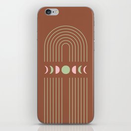 Geometric Lines and Shapes 4 in Terracotta Sage Pink (Rainbow and Moon Phases Abstract) iPhone Skin