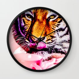 Tiger with a Cup of Coffee Wall Clock