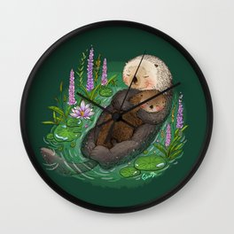 Sea Otter Mother & Baby Wall Clock