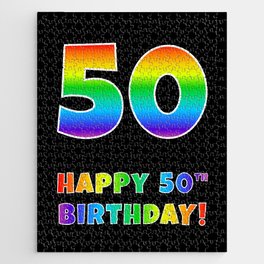 [ Thumbnail: HAPPY 50TH BIRTHDAY - Multicolored Rainbow Spectrum Gradient Jigsaw Puzzle ]