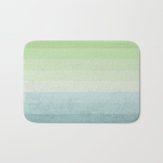 Fresh Cyan Lime Stripes Bath Mat