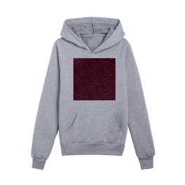 Abstract Red Squares Pattern Quilted Mesh Illusion Kids Pullover Hoodies