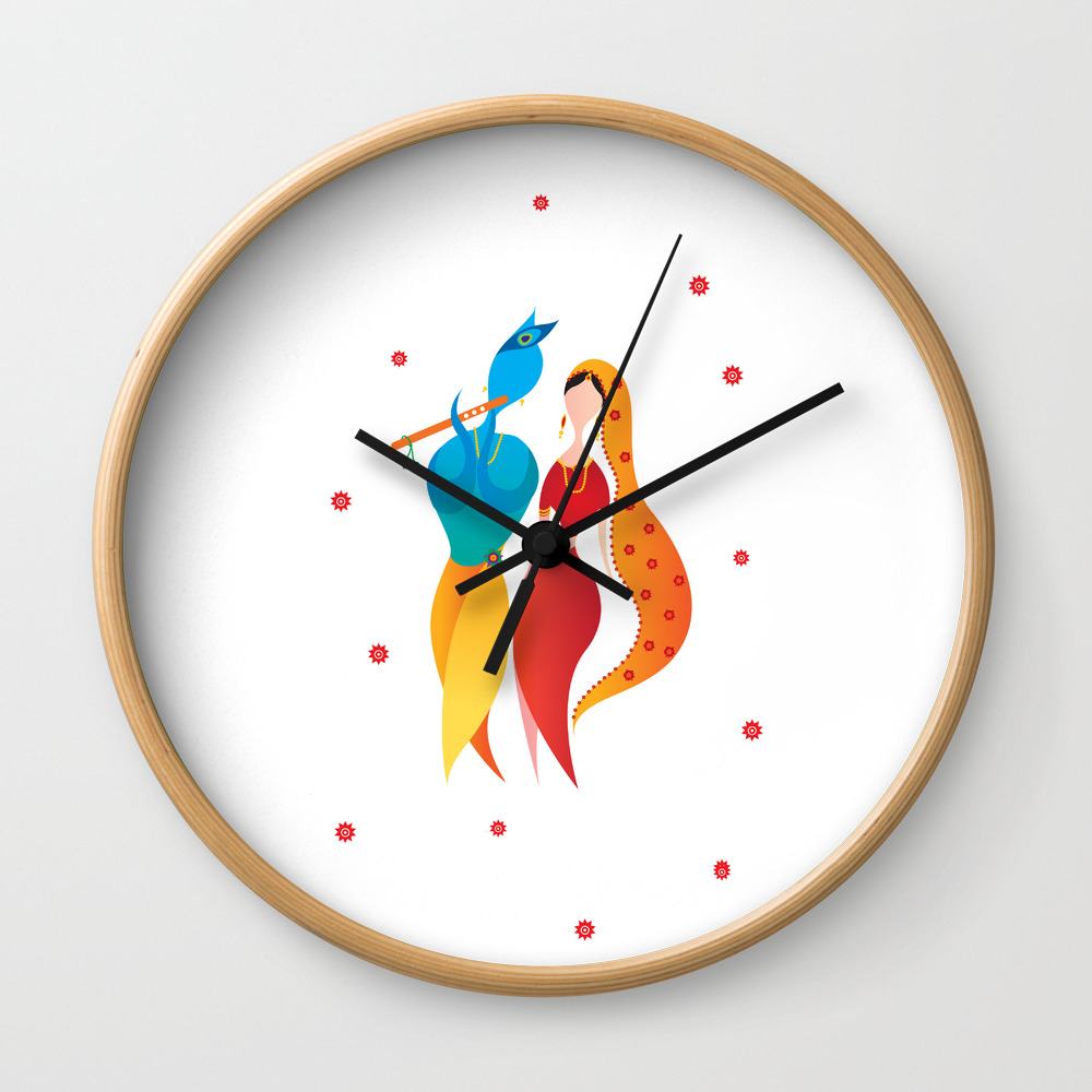 Radha Krishna Hindu God Of Love Wall Clock By Idigtype Society6