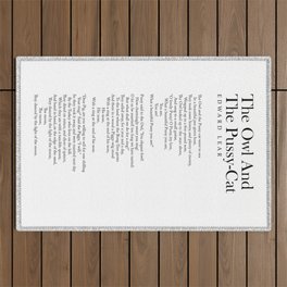 The Owl And The Pussy-Cat - Edward Lear Poem - Literature - Typography Print 1 Outdoor Rug