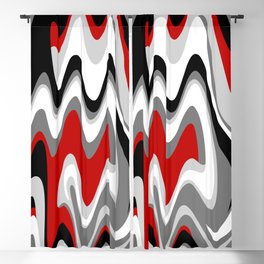 Mid Century Modern Liquid Waves // Red, Gray, Black and White Blackout Curtain