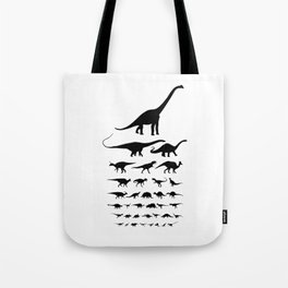 Dinosaur Eye Chart (monochrome) Cretaceous and Jurassic periods Tote Bag