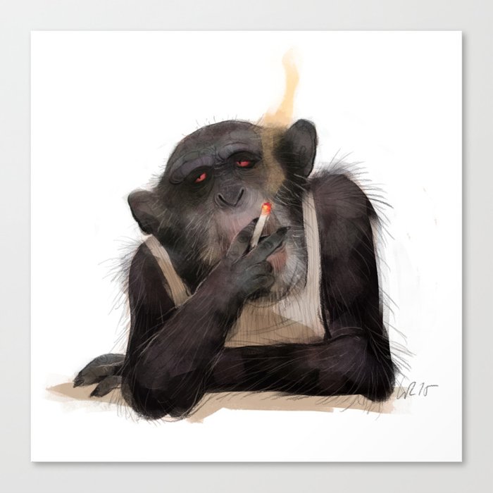 smoking monkey Canvas Print