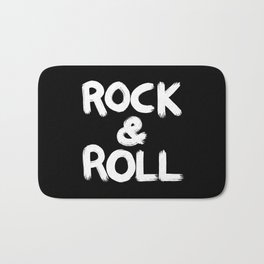 Rock and Roll Brushstroke Black and White Bath Mat | White, Blackandwhite, Rockmusic, Brushfont, Digital, Text, Drawing, Font, Culture, Rock 