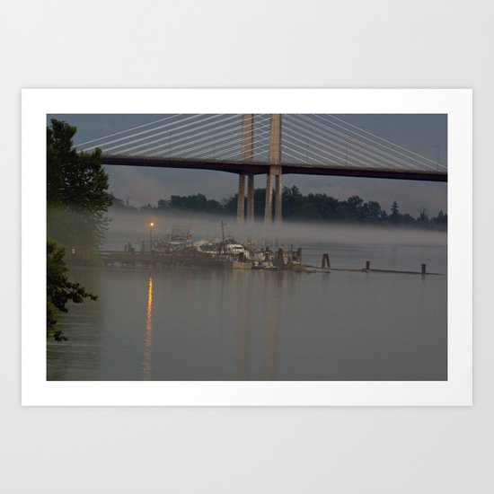 The fishing Dock on a misty evening Art Print