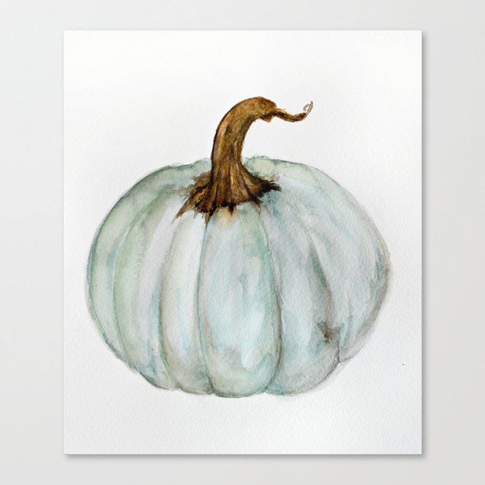 Blue-Gray Cinderella Pumpkin - Watercolor  Canvas Print
