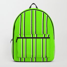 [ Thumbnail: Chartreuse, Beige, and Black Colored Lined Pattern Backpack ]