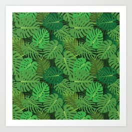 Monstera vector pattern, seamless vector tropical background Art Print