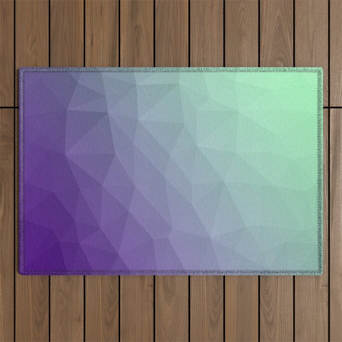 Purple green ombre gradient geometric mesh pattern Outdoor Rug