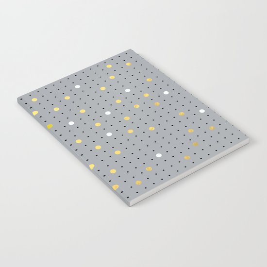 Pin Points Grey, Gold and White Notebook