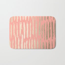 Vertical Dash Tahitian Gold on Coral Pink Stripes Bath Mat