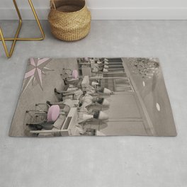 Beauty Day Retro Hair Salon Rug | Ladiesfashion, Sepiaphotography, Hairdryers, Photo, Retrophoto, Oldfashioned, Black And White, Pink, Film, Vintageposter 