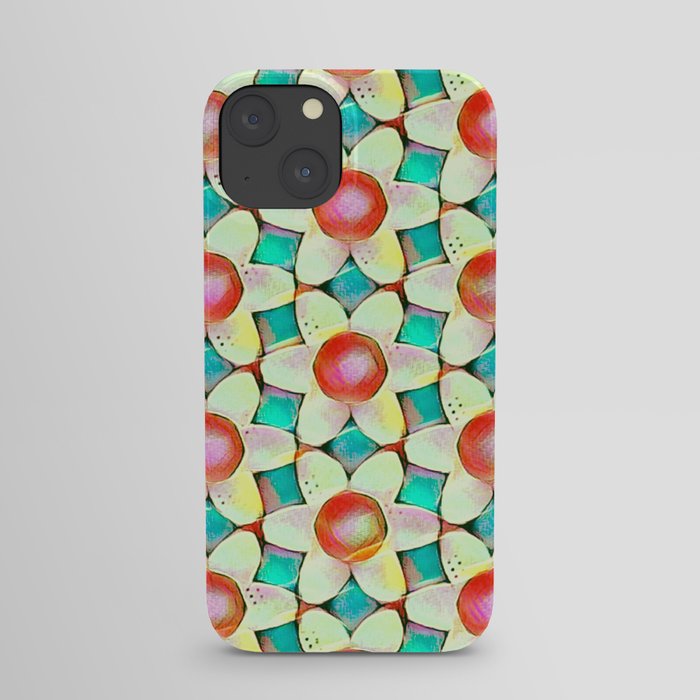 Chunky Daisies Bright Turquois Yellow Red iPhone Case