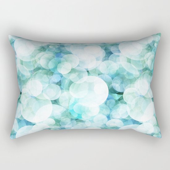 Aqua blue circles dots polkadots bokeh pattern on #Society6 Rectangular Pillow