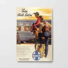 Vintage poster - Gee, that's Eatin' Metal Print | Hip, Vacation, Classic, Travel, Retro, Railroads, Oil, Painting, Fun, Tourists 