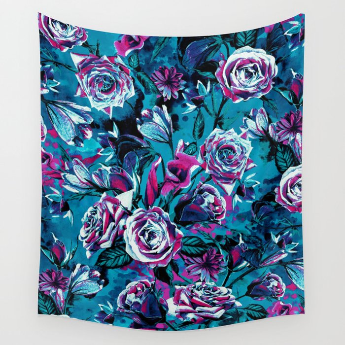 RPE FLORAL VIII BLUE Wall Tapestry