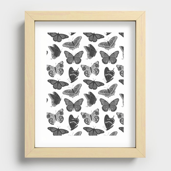 Texas Butterflies – Black and White Pattern Recessed Framed Print