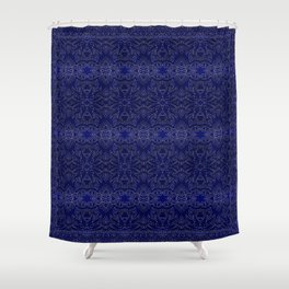 Heritage Oriental Bohemian Blue Indigo Traditional Moroccan Style Shower Curtain