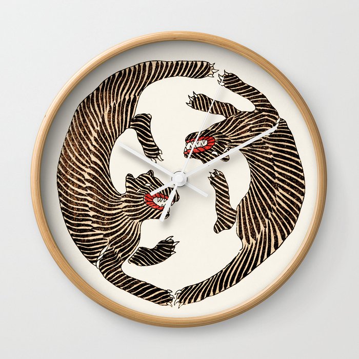 Vintage Japanese Tiger design Wall Clock