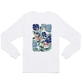 Klimt flower dark blue Long Sleeve T-shirt